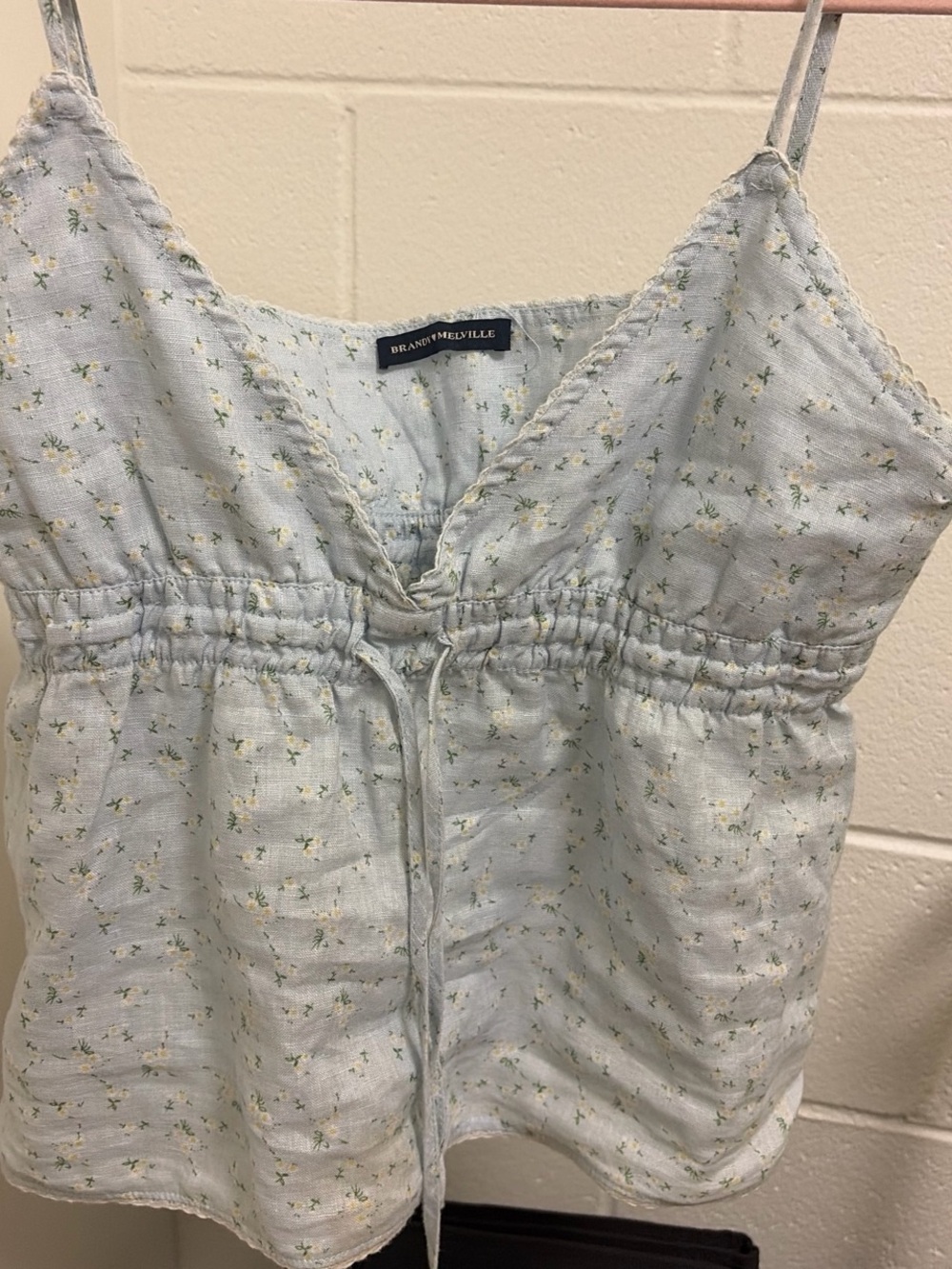 Brandy Melville Pale Blue Floral Smocked Cami